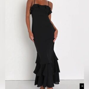 Lulus Lively Evenings Black Sleeveless Tiered Maxi Dress